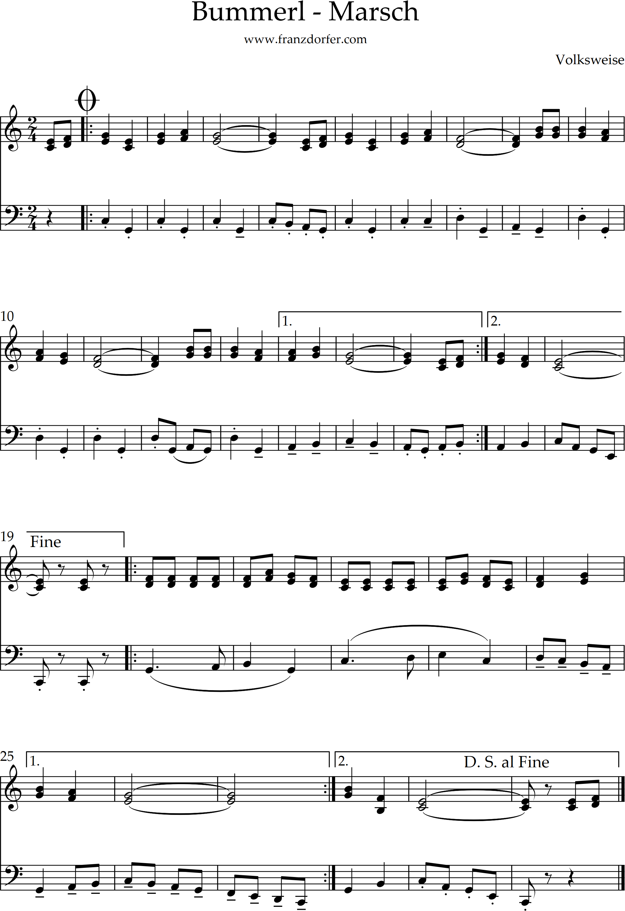 Bummerl - Marsch , C-Dur Bummérl Marsch Noten, 2stimmig